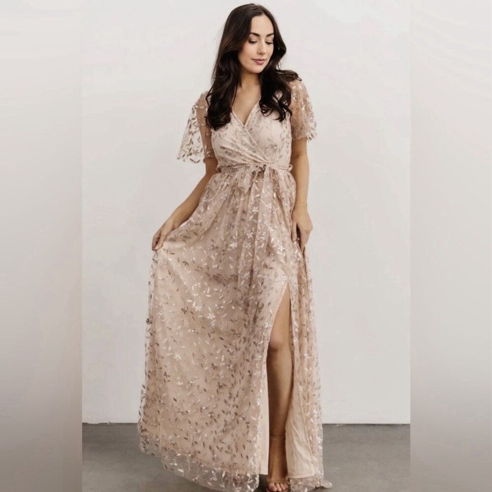 Baltic Born Marseille Embossed Maxi Dress Women’s Small Embroidered Tulle NWT